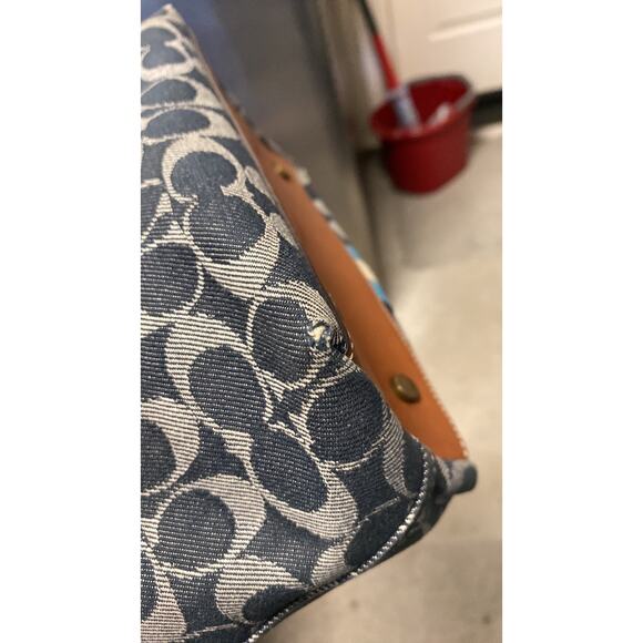 Coach VINTAGE Limited Edition Denim Leather mini Tote signature CCs Y2K suede - Picture 7 of 15